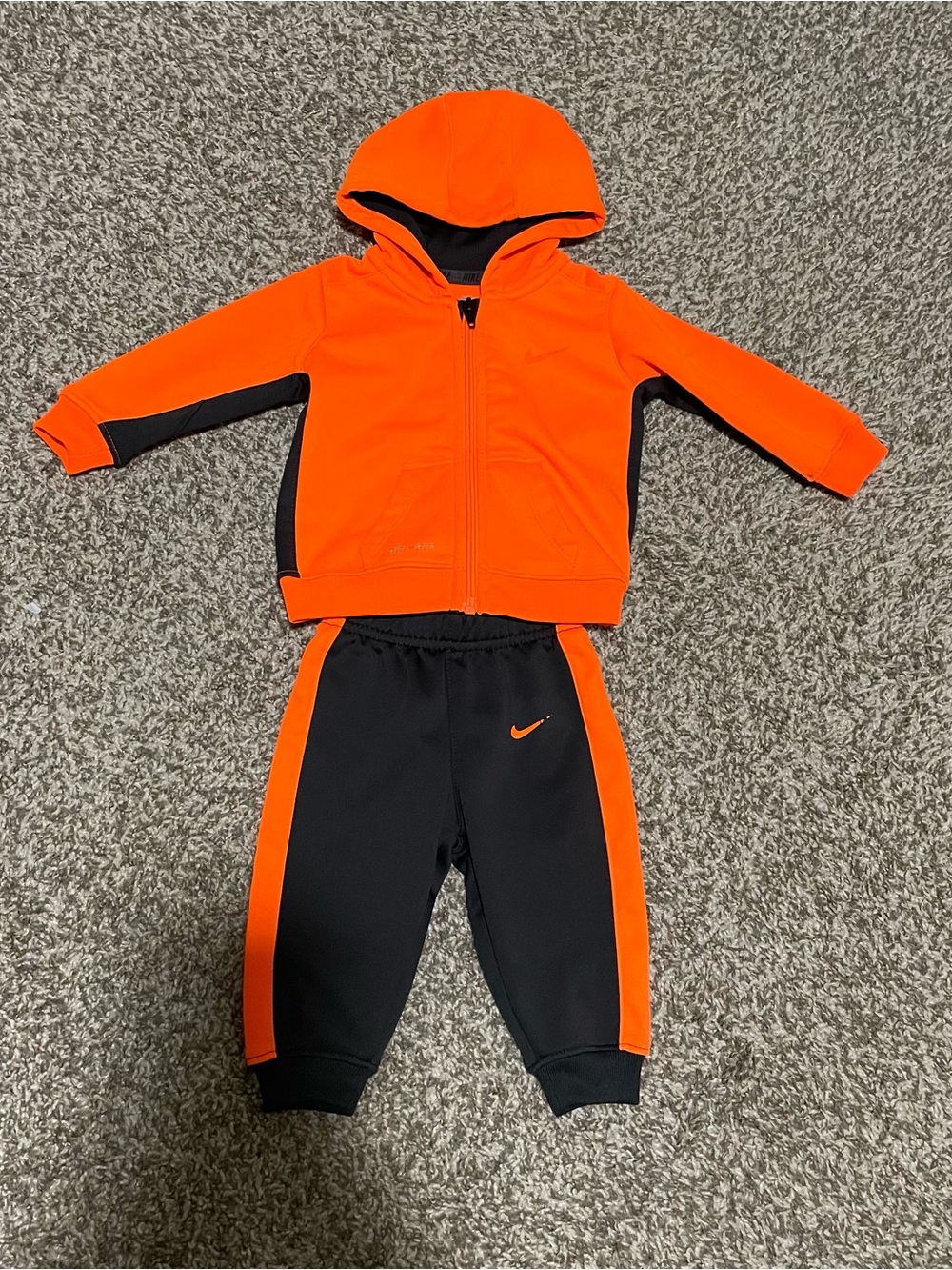 Nike 6-9 month Orange and Black Hooded Tracksuit Set